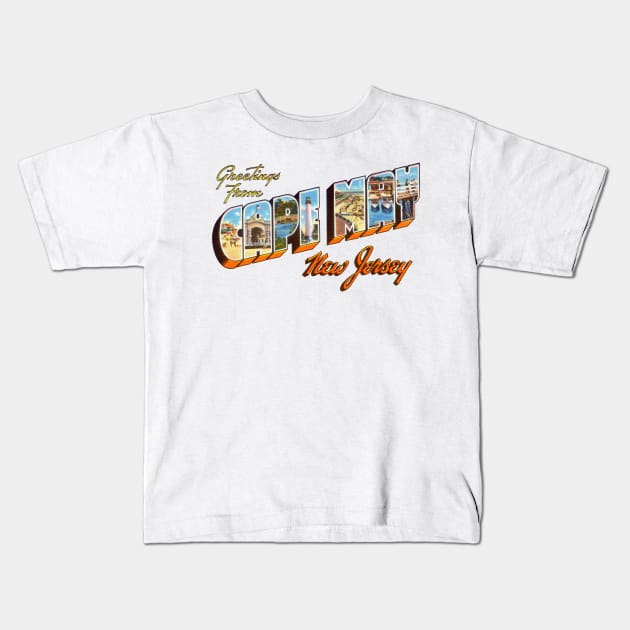 Greetings from Cape May New Jersey Kids T-Shirt by reapolo